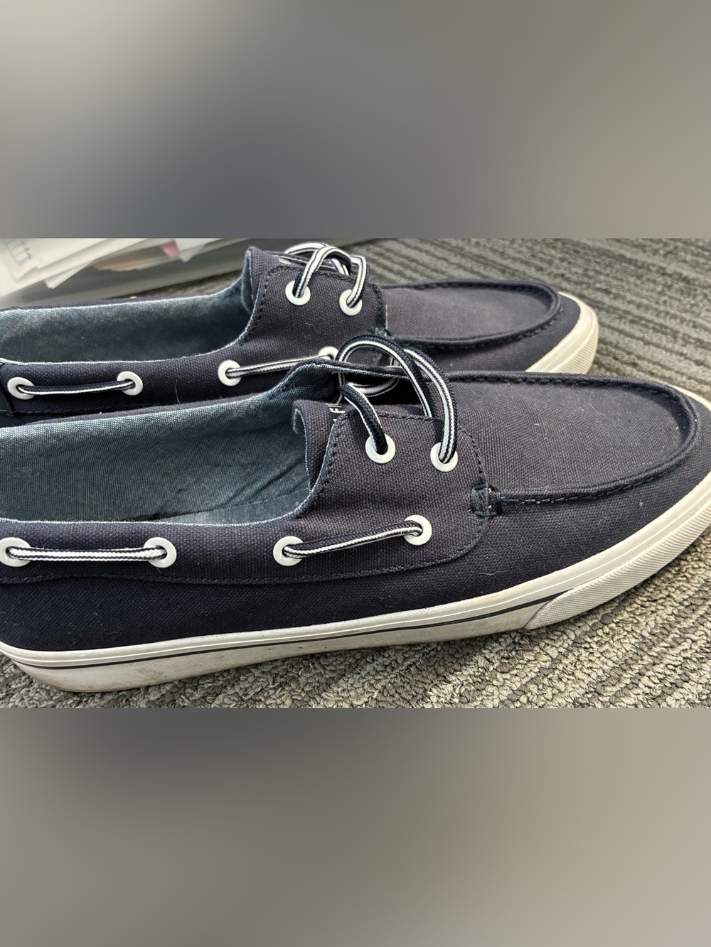 Tommy Hilfiger Navy Canvas Boat Shoes with White Accents